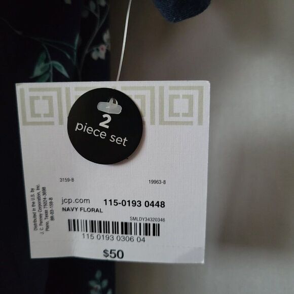 NEW 3X Liz Claiborne Sleepwear Woman's PJ Top Navy Floral stretchy Pocket NWT - Picture 6 of 8